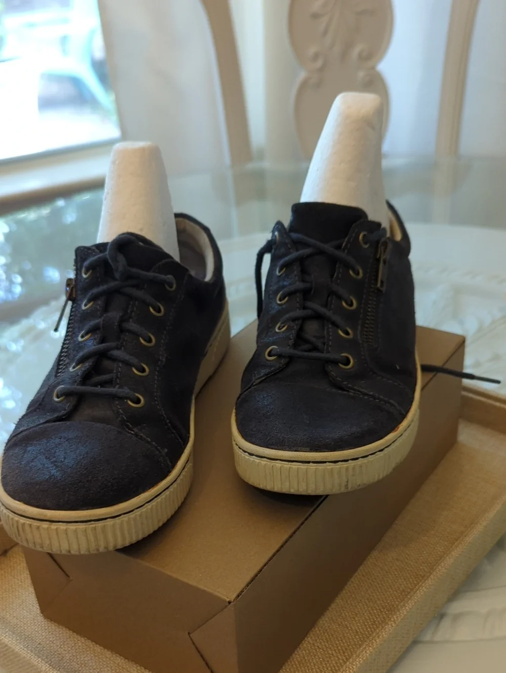 Born Tamara  Blue Canvas Sneakers with Tan Sole 7